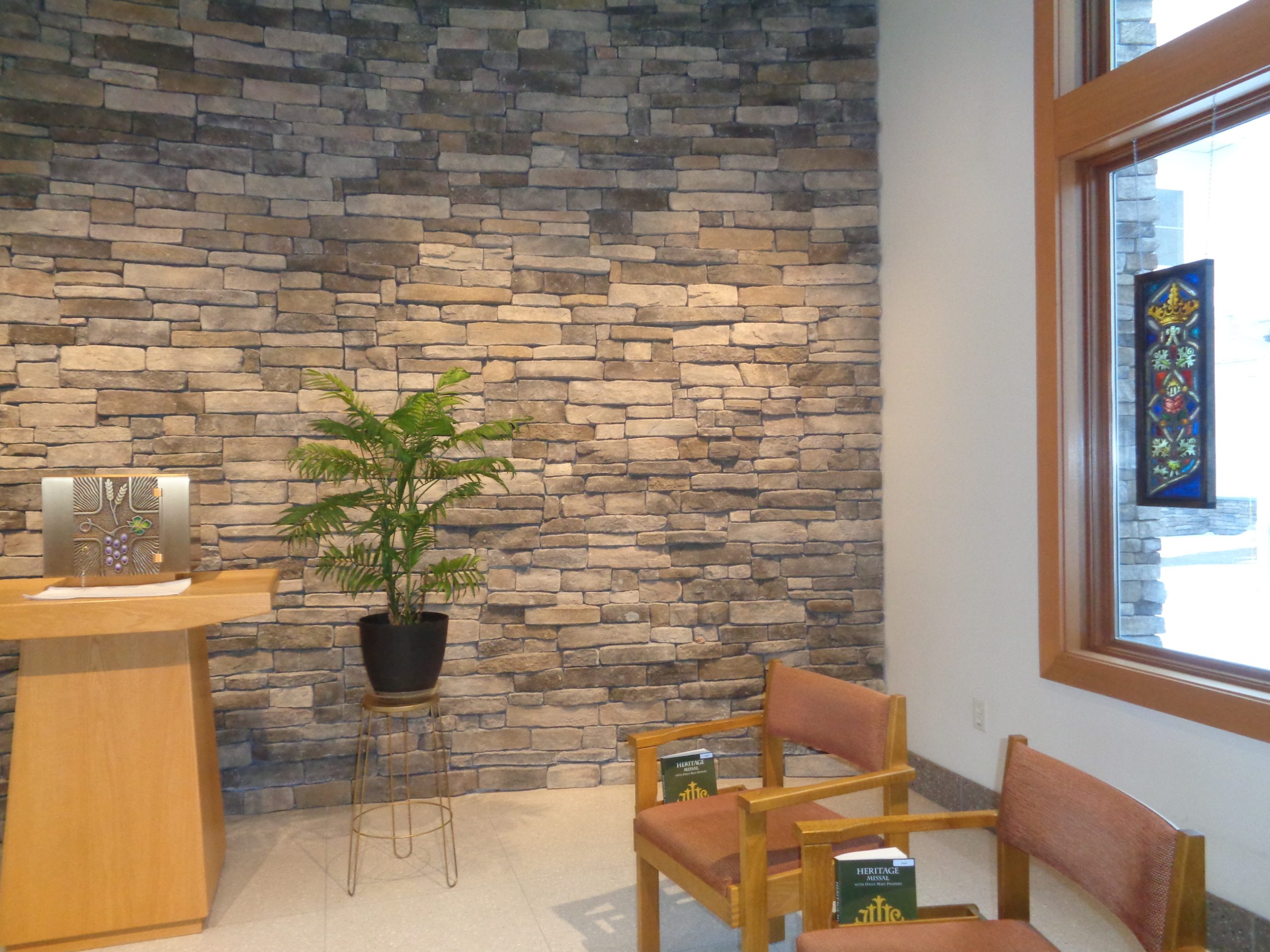 Stain glass window in chapel area